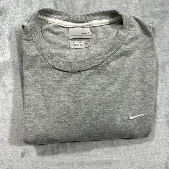 VTG 2000s Nike Gray Tag Embroidered Swoosh Essential T-Shirt 2XL Blue White - Picture 7 of 8